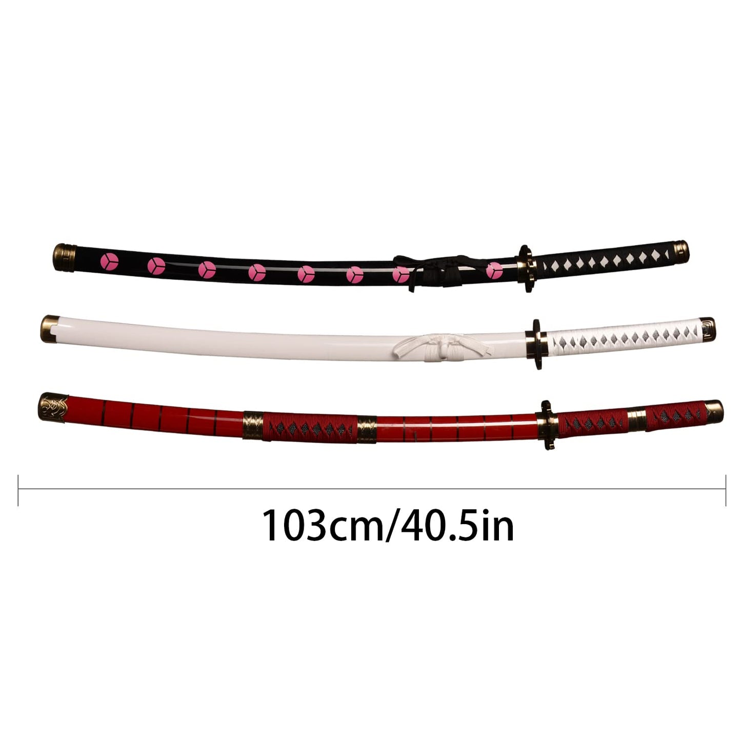 kljhld Spada Cosplay di bambù Anime Spada, Spada Roronoa Zoro Katana Set di Tre Pezzi, Spada Shusui e Spada Wado Ichimonji e Spada Sandai Kitetsu Katana 103 cm/40 Pollici