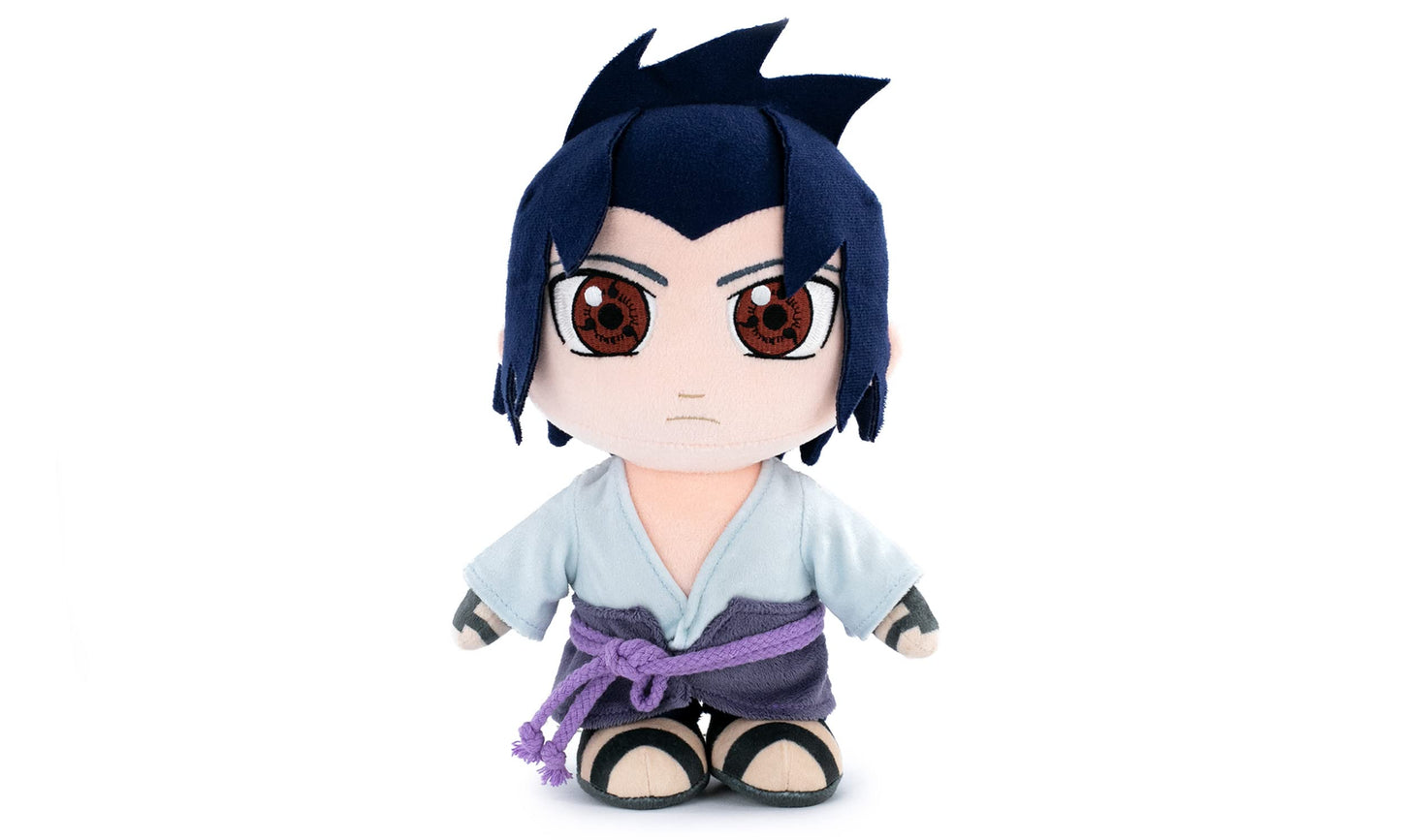 Peluche dei Personaggi di Naruto 25cm - Naruto, Kakashi, Sasuke, Kurama - Edizione da Collezione - Qualità Super Soft (25cm con Display, Sasuke)