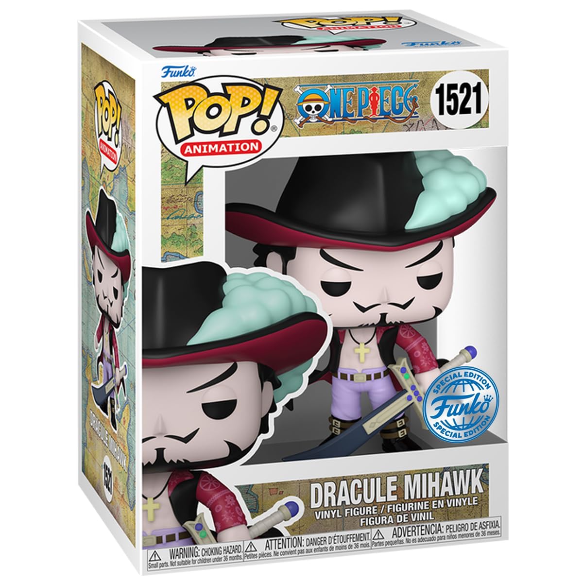 Funko One Piece Dracule Mihawk Esclusiva Pop Vinyl Figure 1521, Standard, 77108