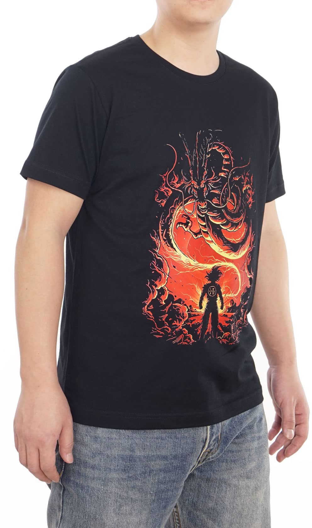 Dragon Son Goku Ball Drago di Fuoco Maglietta da Uomo/Donna Giapponese Anime Alta qualità 100% Cotone T-Shirt(Nero,S)
