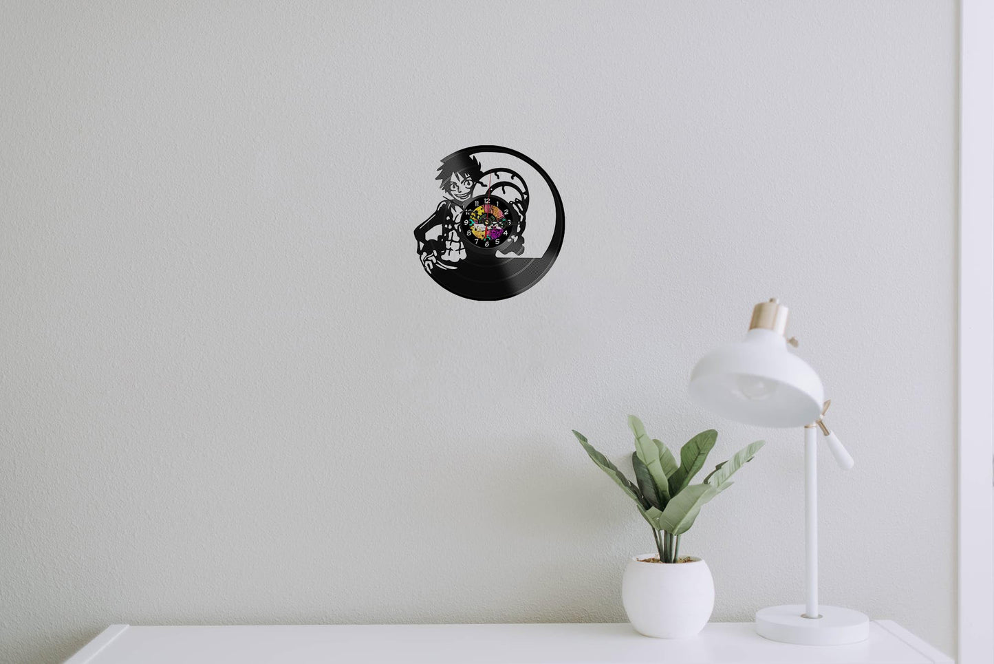 Orologio in Vinile Rufy- One Piece- Orologio in vinile Anime- Anime-orologio da parete con meccanismo silenzioso-orologio regalo natale- orologio diametro 30 cm