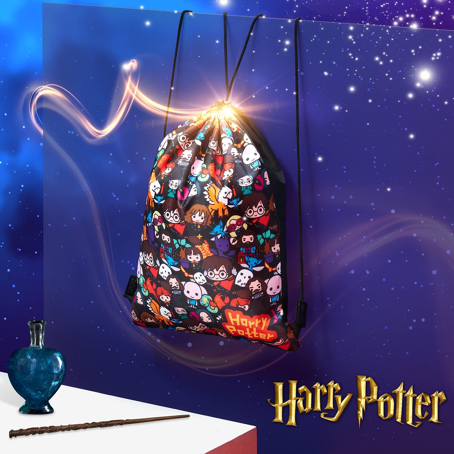 Harry Potter Sacca Sportiva, Borsa Zaino Stile Chibi Per Scuola, Palestra, Mare, Scarpe Calcio, Zainetto Piscina, Idee Regalo Bambino E Ragazzo