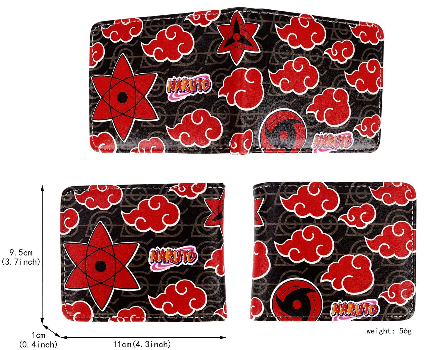 Roffatide Anime Naruto Portafogli in Pelle Artificiale Sottile Portafoglio a Due Persiane Portafoglio Versatile, Naruto A, One Size, Casual
