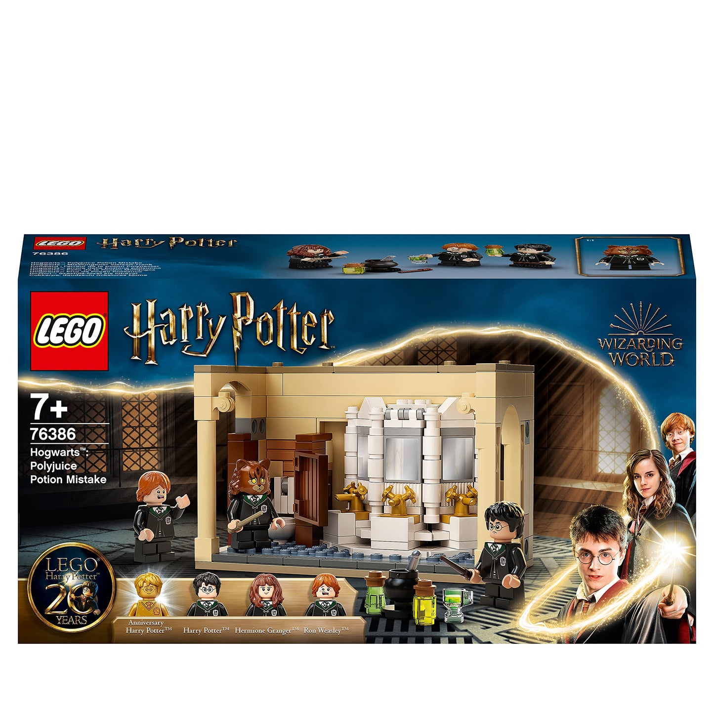 LEGO Harry Potter Hogwarts: Errore della Pozione Polisucco, Castello Giocattolo con Minifigure d'Oro del 20° Anniversario 76386