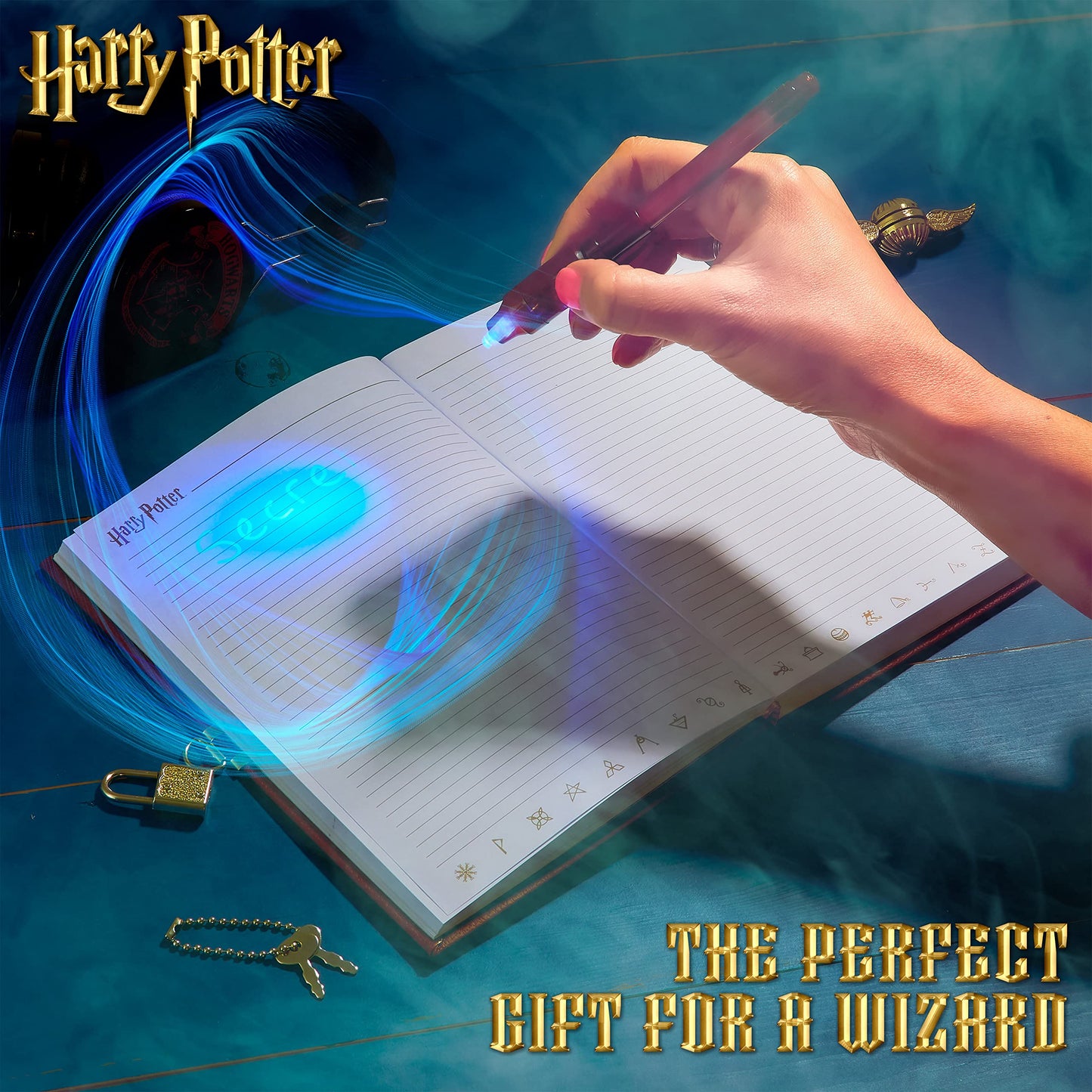 Harry Potter Diario Segreto Bambina con Lucchetto e Penna Magica Inchiostro Invisibile con Luce UV | Cartoleria Kawaii con Taccuino del Hogwarts | Regali per Ragazze