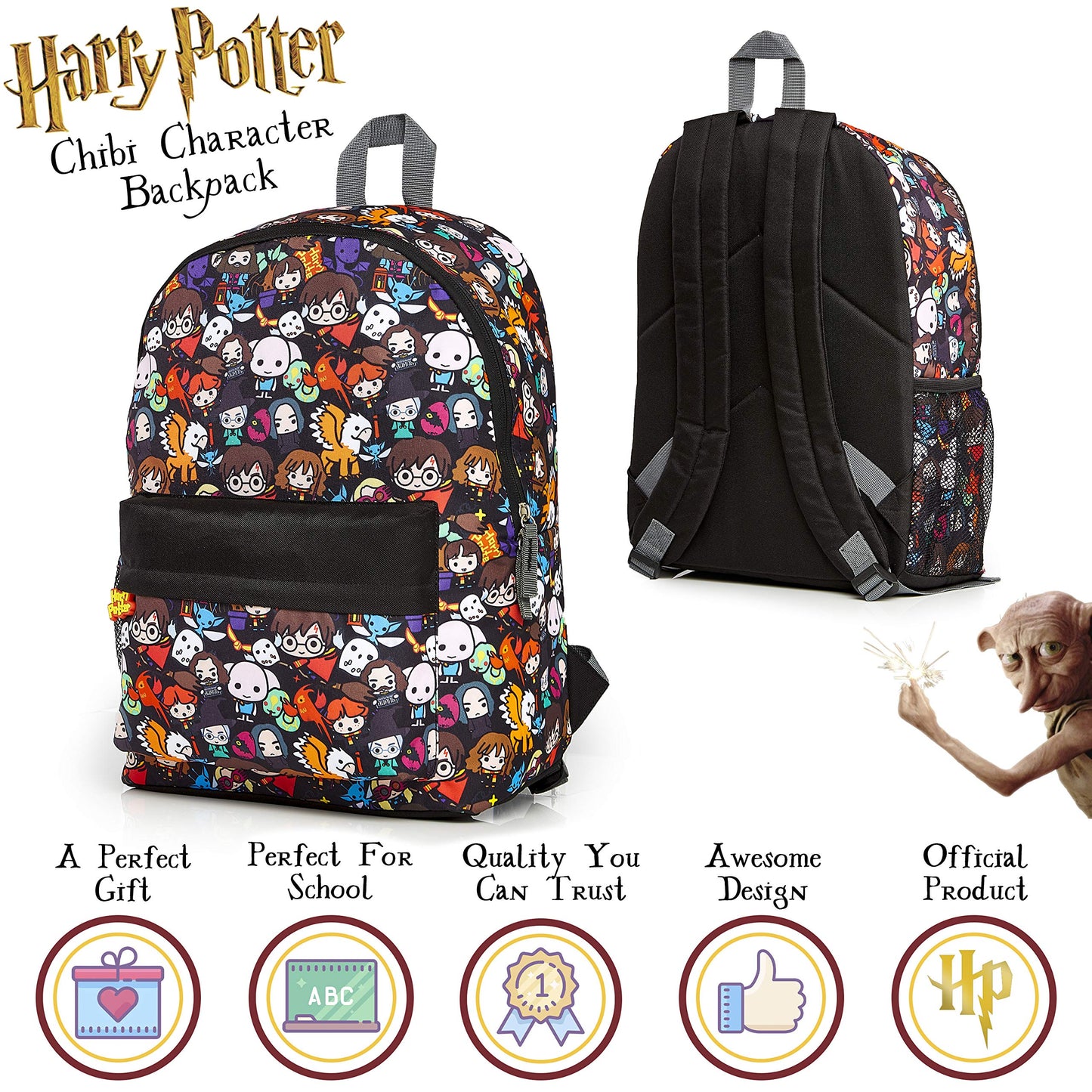 Harry Potter Zaino Scuola Elementare Bambina, Zainetto Scolastico In Tela Stile Chibi Con Personaggi, Borsa Viaggio Grande Capacità, Idea Regalo Compleanno Ragazzo Ragazza In Età Scolare