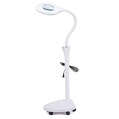 16X LED lampada lente ingrandimento da terra, regolabile Angolo del tubo tubo flessibile con 5 ruote girevoli - per Manicure, Lettura, Gioielli, Bambini, Elettronica, Professionale, Alluminio, Bianco