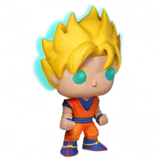 Funko Super Saiyan Goku [Glow-in-Dark] (EE Exclusive): Dragonball Z x POP! Animation Vinyl Figure & 1 POP! Compatible PET Plastic Graphical Protector Bundle [#014 / 05040 - B]