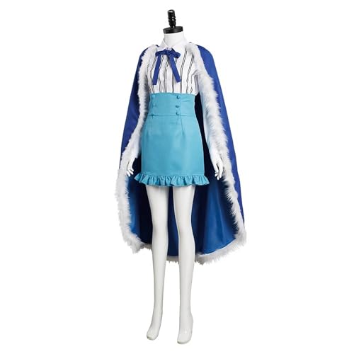 bbganlian Anime One Piece Ulti Cosplay Costume Outfit Gioco di Ruolo Uniforme Blu Mantello Set completo Halloween Carnevale Festa Dress Up Suit con Parrucca per Donne Ragazze (XXL)