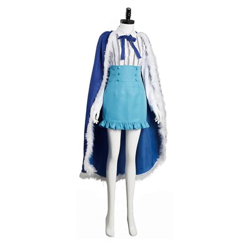 bbganlian Anime One Piece Ulti Cosplay Costume Outfit Gioco di Ruolo Uniforme Blu Mantello Set completo Halloween Carnevale Festa Dress Up Suit con Parrucca per Donne Ragazze (XXL)