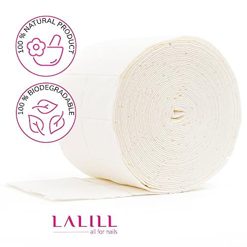 LALILL 2000 pezzi di pad (4 rotoli da 500 pezzi) - tamponi senza pelucchi per cleaner, remover - salviette nail design manicure - cellulosa senza pelucchi - gel, smalto gel, unghie