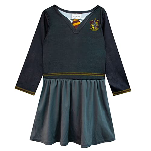 Harry Potter Costume Hermione Ragazze con bacchetta e parrucca Nero 5-6 Anni