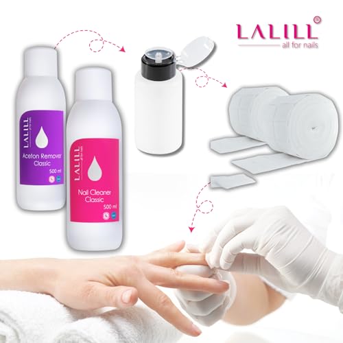 LALILL 2000 pezzi di pad (4 rotoli da 500 pezzi) - tamponi senza pelucchi per cleaner, remover - salviette nail design manicure - cellulosa senza pelucchi - gel, smalto gel, unghie