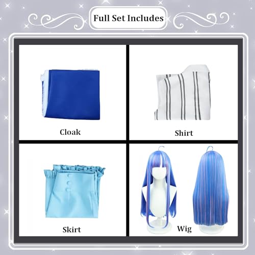 bbganlian Anime One Piece Ulti Cosplay Costume Outfit Gioco di Ruolo Uniforme Blu Mantello Set completo Halloween Carnevale Festa Dress Up Suit con Parrucca per Donne Ragazze (XXL)