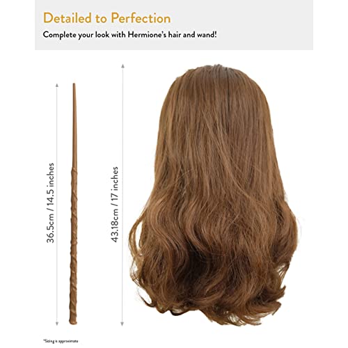 Harry Potter Costume Hermione Ragazze con bacchetta e parrucca Nero 5-6 Anni