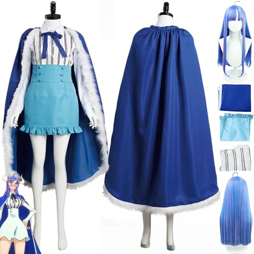 bbganlian Anime One Piece Ulti Cosplay Costume Outfit Gioco di Ruolo Uniforme Blu Mantello Set completo Halloween Carnevale Festa Dress Up Suit con Parrucca per Donne Ragazze (XXL)