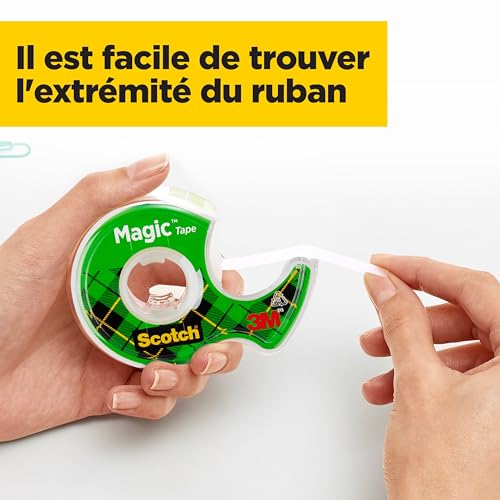 Scotch Nastro adesivo Magic - 3 Rotoli da 19 mm x 7,5 m su Dispenser portatile - Nastro Trasparente Opaco e Scrivibile Ottimo per Casa, Ufficio e Scuolati