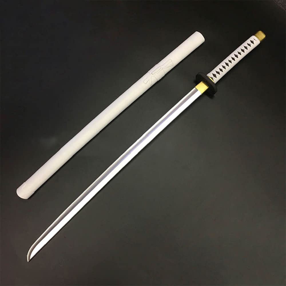 damdos Halloween Prop for Weapon Cosplay Sword Roronoaa Zoro PU Rubber Samuraiay Swords Birthdays Gifts (White)