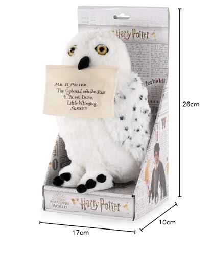 Harry Potter - Peluche Hedwig Edvige Gufo Bianco con Busta Magnetica e Display 24cm - qualità Super Morbida