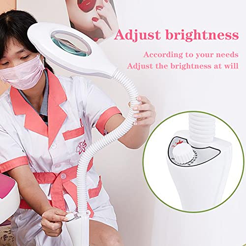 16X LED lampada lente ingrandimento da terra, regolabile Angolo del tubo tubo flessibile con 5 ruote girevoli - per Manicure, Lettura, Gioielli, Bambini, Elettronica, Professionale, Alluminio, Bianco