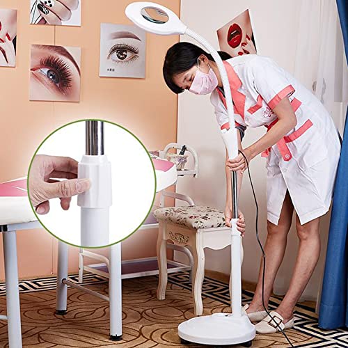 16X LED lampada lente ingrandimento da terra, regolabile Angolo del tubo tubo flessibile con 5 ruote girevoli - per Manicure, Lettura, Gioielli, Bambini, Elettronica, Professionale, Alluminio, Bianco