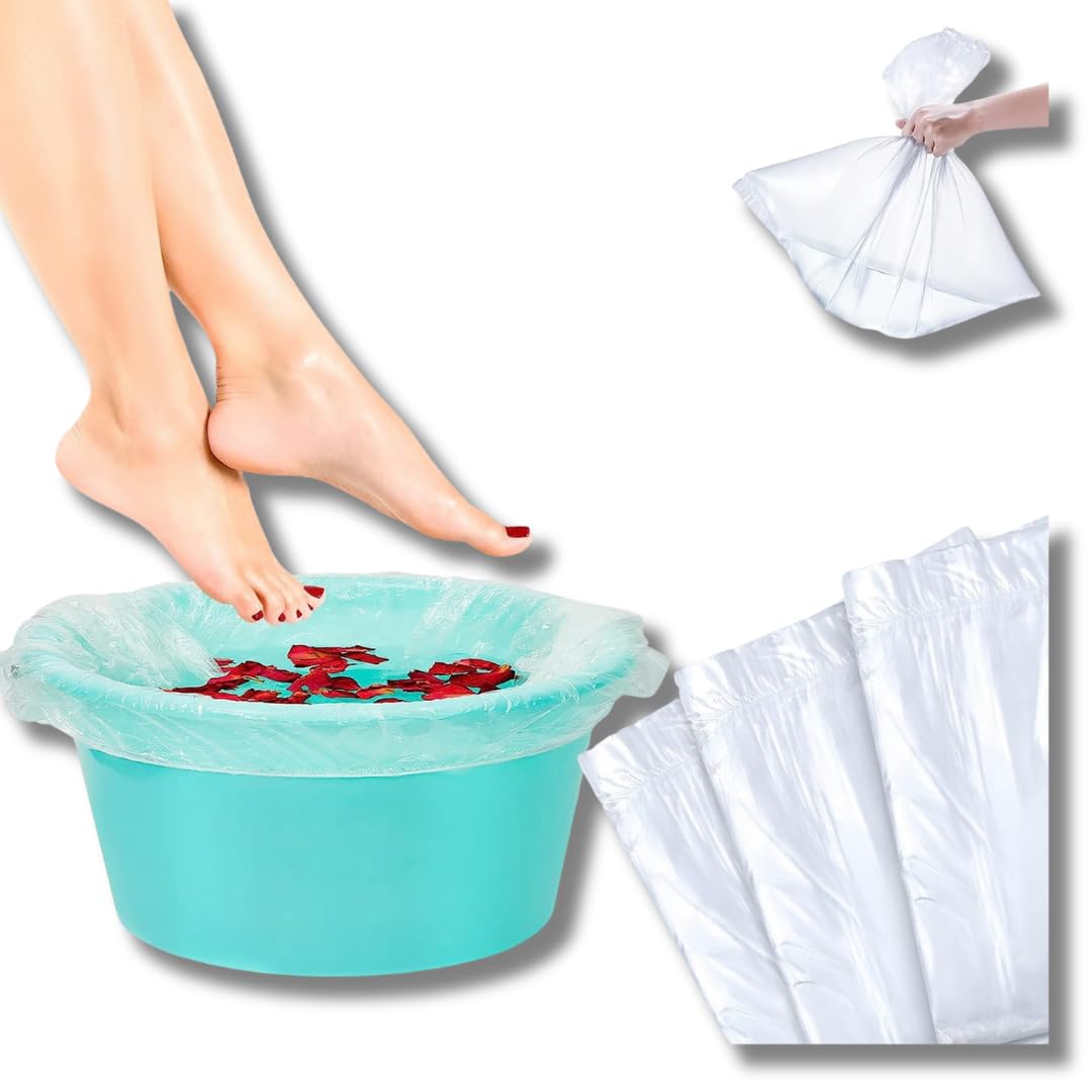 LALILL Sacchetti per pediluvio monouso 50 pezzi - Pedicure igienico - Protezioni per pediluvio - Sacchetti adatti per spa, podologia