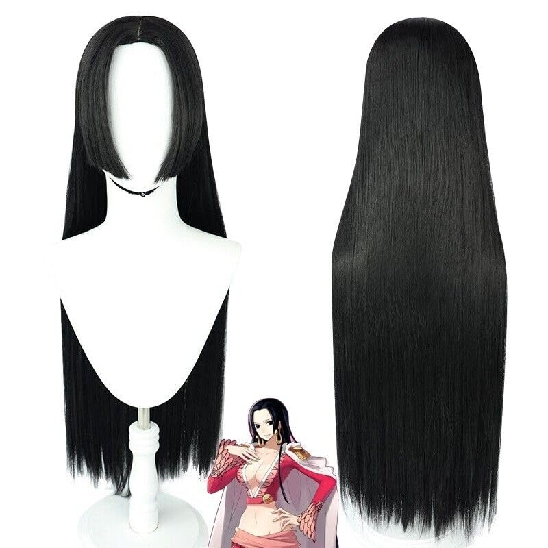 Anime One Piece Boa Hancock Cosplay Parrucca Lungo Diritto Capelli Neri Halloween Party