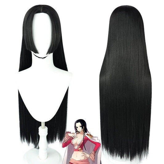 Anime One Piece Boa Hancock Cosplay Parrucca Lungo Diritto Capelli Neri Halloween Party