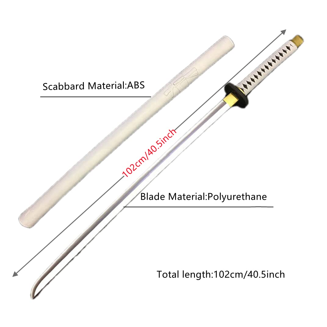 damdos Halloween Prop for Weapon Cosplay Sword Roronoaa Zoro PU Rubber Samuraiay Swords Birthdays Gifts (White)