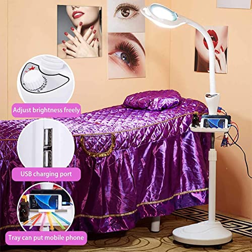 16X LED lampada lente ingrandimento da terra, regolabile Angolo del tubo tubo flessibile con 5 ruote girevoli - per Manicure, Lettura, Gioielli, Bambini, Elettronica, Professionale, Alluminio, Bianco
