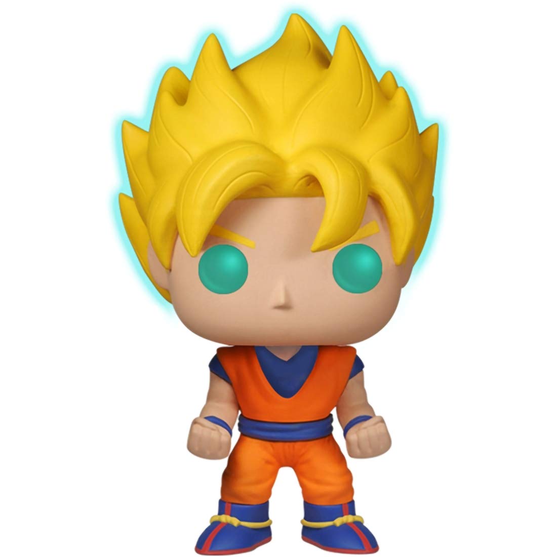 Funko Super Saiyan Goku [Glow-in-Dark] (EE Exclusive): Dragonball Z x POP! Animation Vinyl Figure & 1 POP! Compatible PET Plastic Graphical Protector Bundle [#014 / 05040 - B]