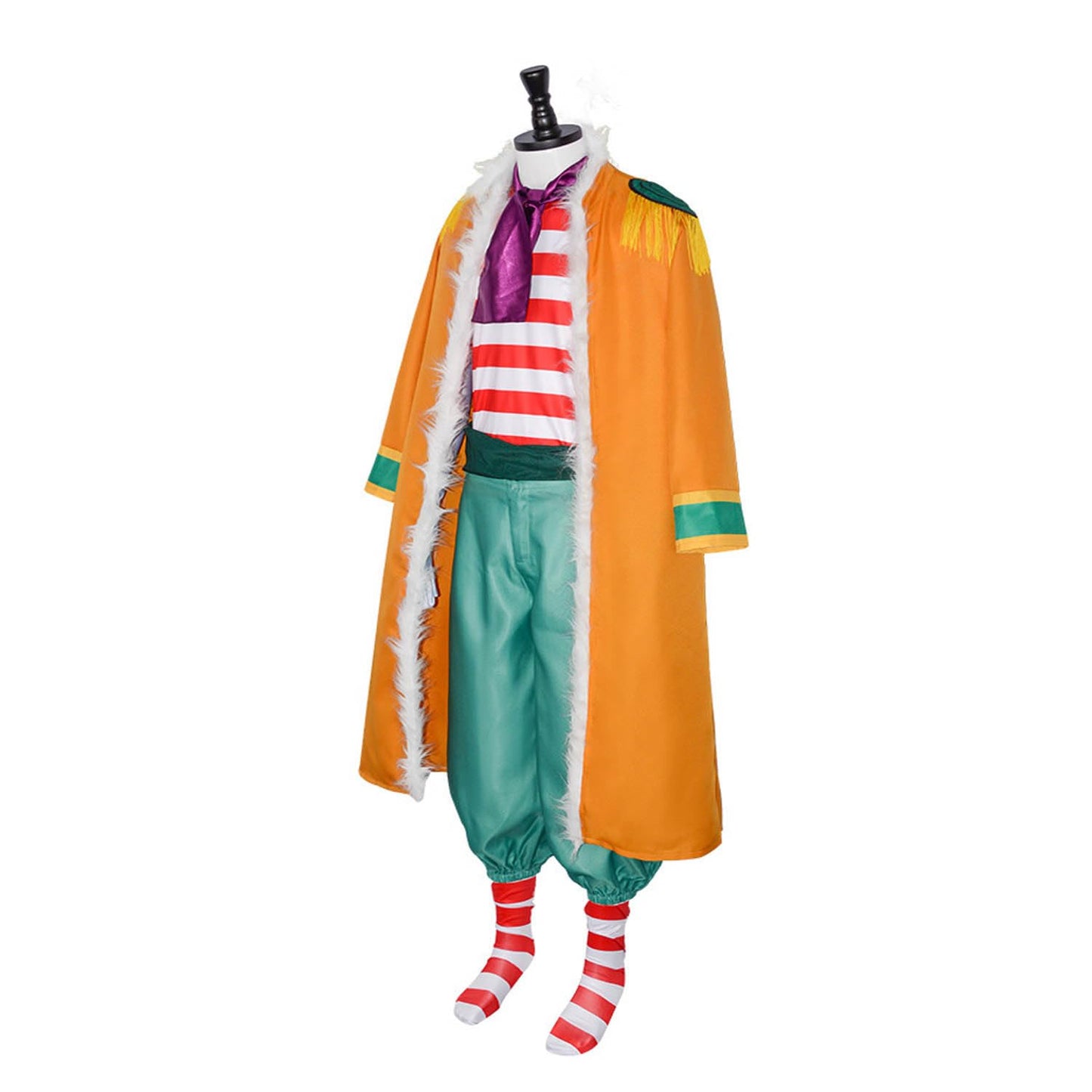 bbganlian Anime Personaggio Buggy Cosplay Costume Vestito One Piece Monkey D Luffy Portgas D Ace Uniforme Mantello Set Completo Halloween Festa Carnevale Dress Up Suit per Uomo (XXXL)