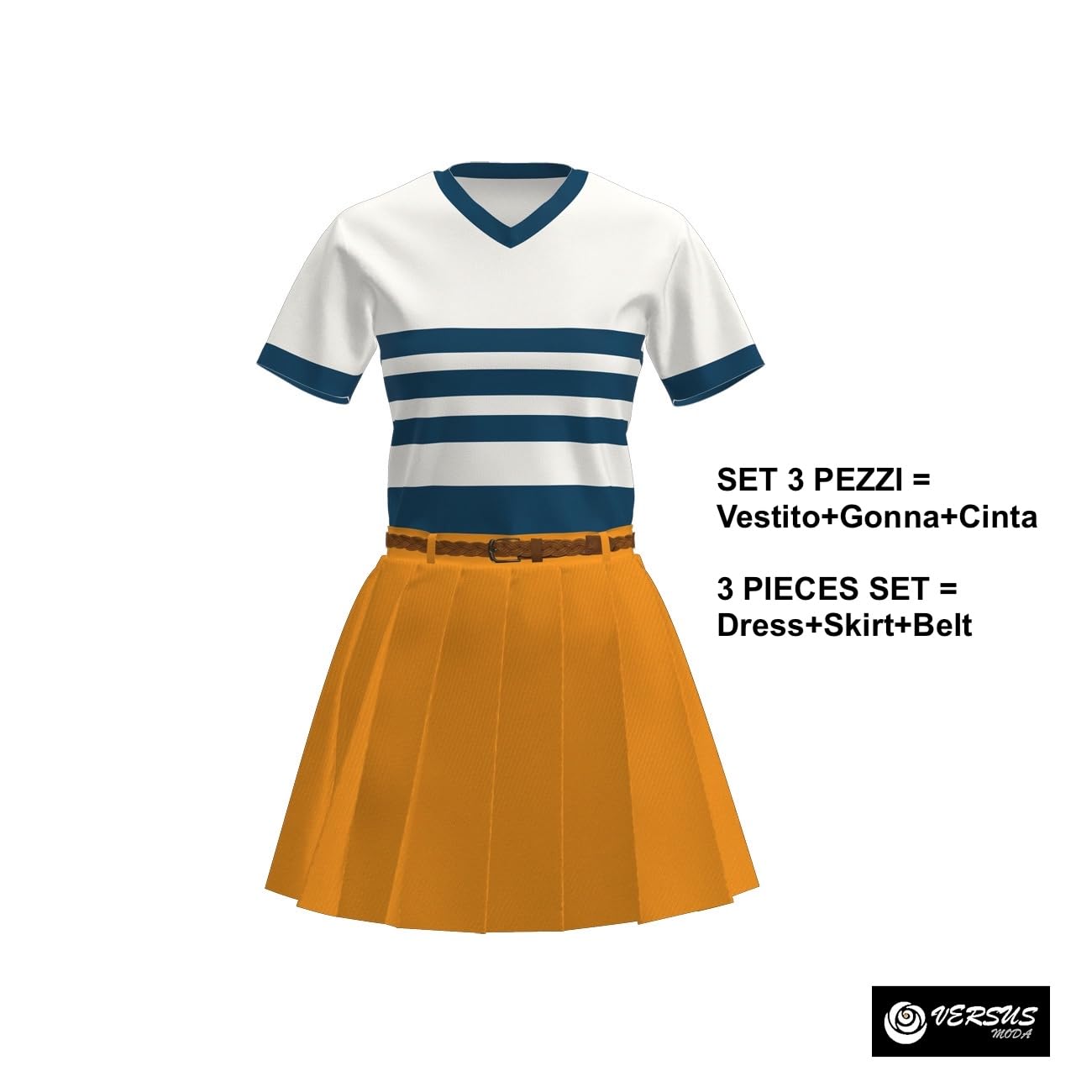 VersusModa Vestito Carnevale Nami Cosplay Anime Caricatura Costume Parrucca ONEP03 (Set 3 pezzi - L)