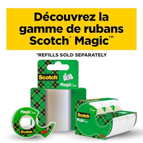 Scotch Nastro adesivo Magic - 3 Rotoli da 19 mm x 7,5 m su Dispenser portatile - Nastro Trasparente Opaco e Scrivibile Ottimo per Casa, Ufficio e Scuolati