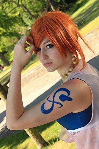 Prettyland - C352 Parrucca 40cm Colore Rosso Arancione One Piece Nami