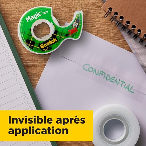 Scotch Nastro adesivo Magic - 3 Rotoli da 19 mm x 7,5 m su Dispenser portatile - Nastro Trasparente Opaco e Scrivibile Ottimo per Casa, Ufficio e Scuolati