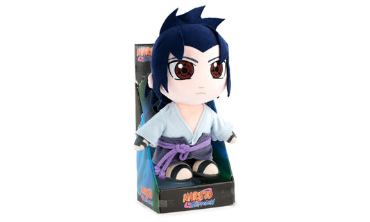 Peluche dei Personaggi di Naruto 25cm - Naruto, Kakashi, Sasuke, Kurama - Edizione da Collezione - Qualità Super Soft (25cm con Display, Sasuke)