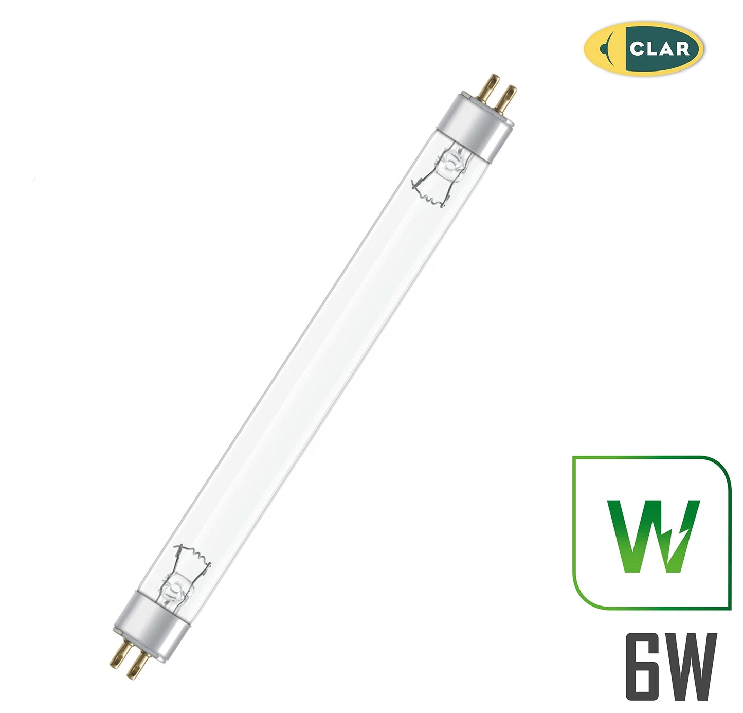 CLAR - Sterilizzatore UV 6W, Lampade Germicide uv-c, UV Germicida, Lampada Uv Acqua, Lampada uvc, Lampada di ricambio, Lampada Sterilizzazione (6 Watts T5, Pack 2)