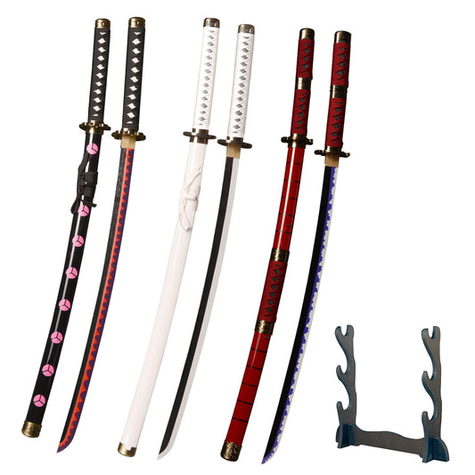 kljhld Spada Cosplay di bambù Anime Spada, Spada Roronoa Zoro Katana Set di Tre Pezzi, Spada Shusui e Spada Wado Ichimonji e Spada Sandai Kitetsu Katana 103 cm/40 Pollici