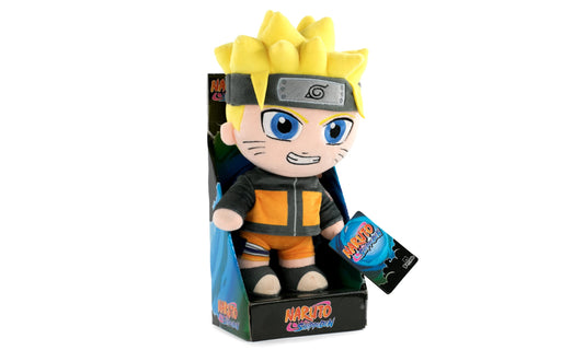 Peluche dei Personaggi di Naruto 25cm - Naruto, Kakashi, Sasuke, Kurama - Edizione da Collezione - Qualità Super Soft (25cm con Display, Naruto)