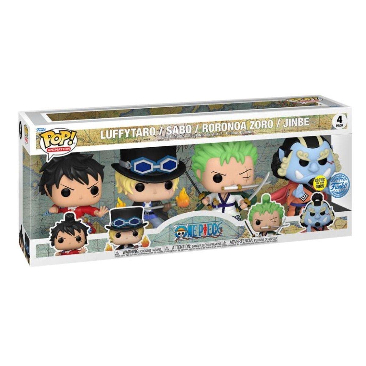Funko Pop! Animation: One Piece - Monkey D. Luffy - 4 Pack - Si Illumina Al Buio- Figura in Vinile da Collezione - Idea Regalo - Merchandising Ufficiale - Giocattoli per Bambini e Adulti