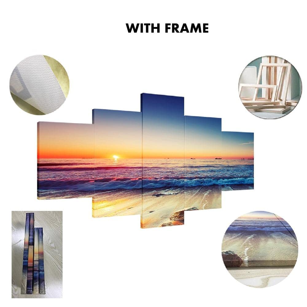 Wondbeau Stampa su Tela 5 Pezzi Dipinti Cinque Quadri Consecutivi Moderna Decorazione della Casa Modulare Astratto Poster con Cornice S/75cm×40cm Anime Giapponese One Piece Rufy