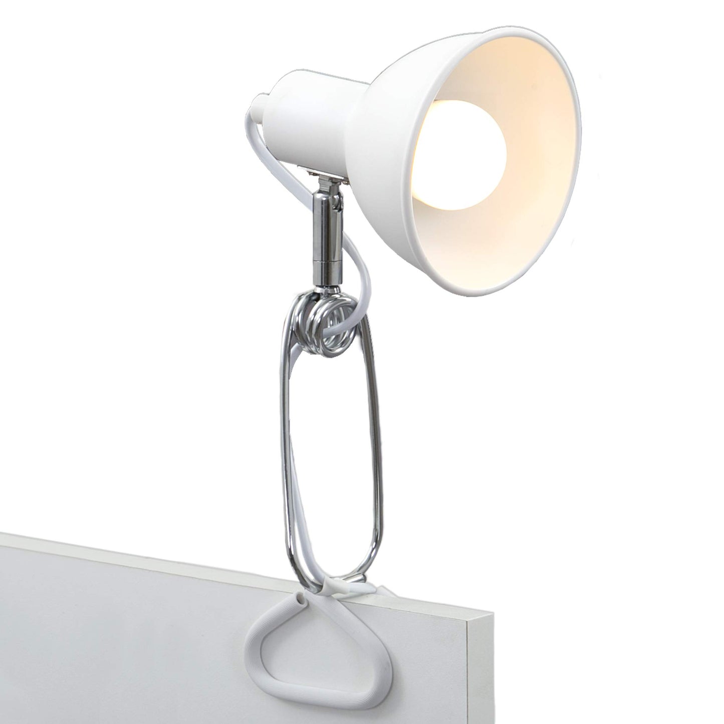 Briloner Leuchten - luce a pinza, lampada a pinza, 1x E14, max. 8 watt, con cavo con interruttore incluso, testina spot orientabile e rotante, in metallo, cromato/bianco, 305x110x130mm