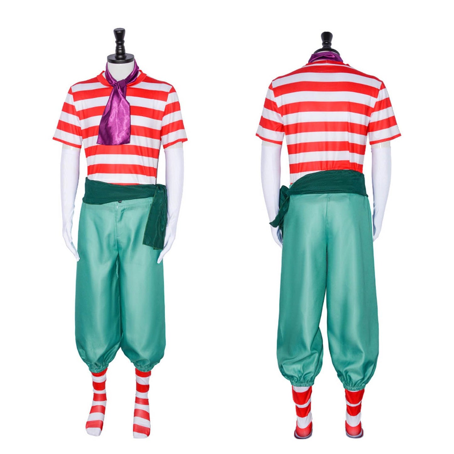 bbganlian Anime Personaggio Buggy Cosplay Costume Vestito One Piece Monkey D Luffy Portgas D Ace Uniforme Mantello Set Completo Halloween Festa Carnevale Dress Up Suit per Uomo (XXXL)