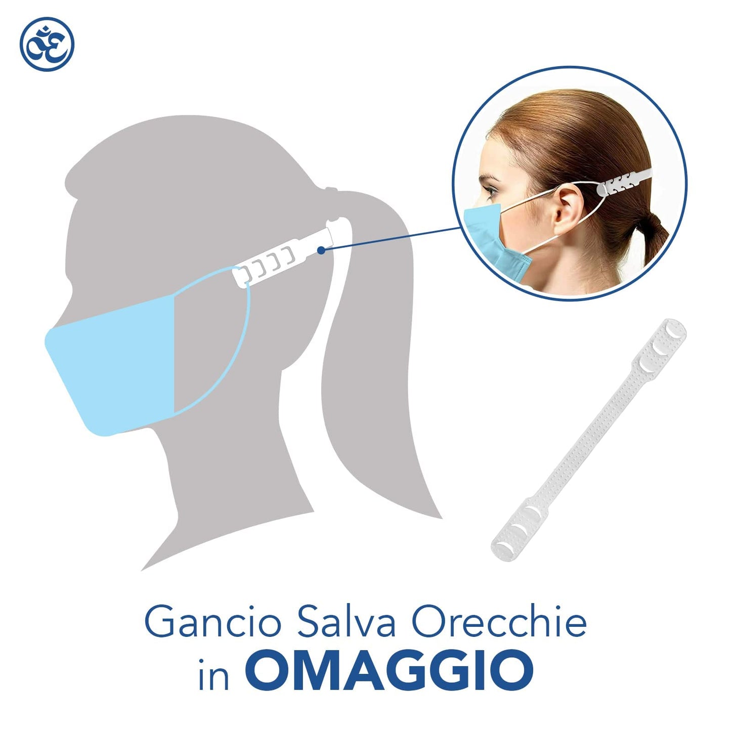 S&S Medical 100 Mascherine chirurgiche celesti 3 veli certificate CE | Dispositivo Medico di tipo 2r | Resistente agli spruzzi | 99,9% di protezione | sicure senza odore | Gancio salve orecchie