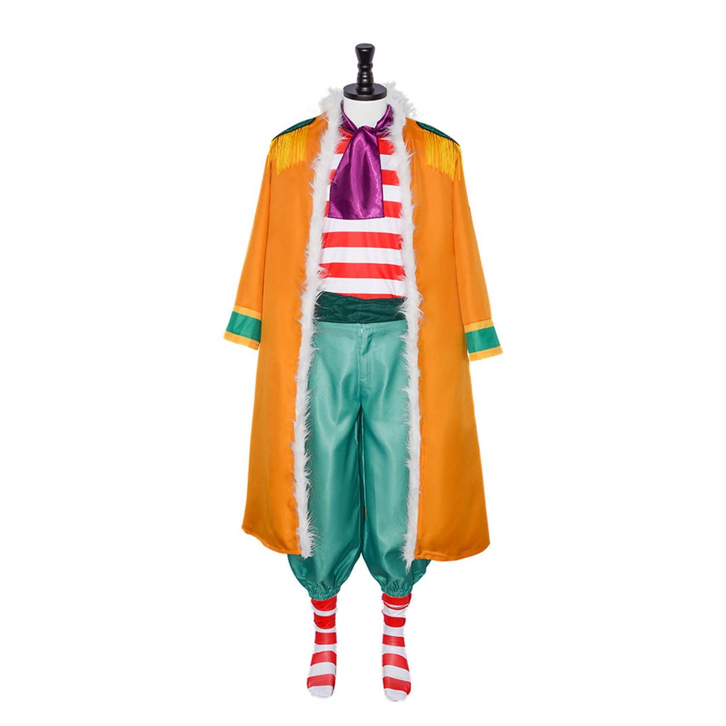 bbganlian Anime Personaggio Buggy Cosplay Costume Vestito One Piece Monkey D Luffy Portgas D Ace Uniforme Mantello Set Completo Halloween Festa Carnevale Dress Up Suit per Uomo (XXXL)