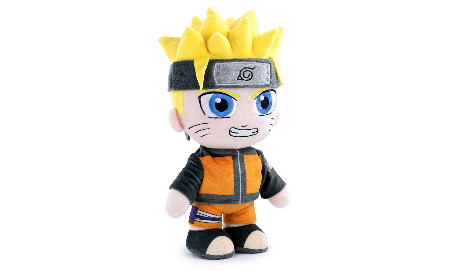 Peluche dei Personaggi di Naruto 25cm - Naruto, Kakashi, Sasuke, Kurama - Edizione da Collezione - Qualità Super Soft (25cm con Display, Naruto)
