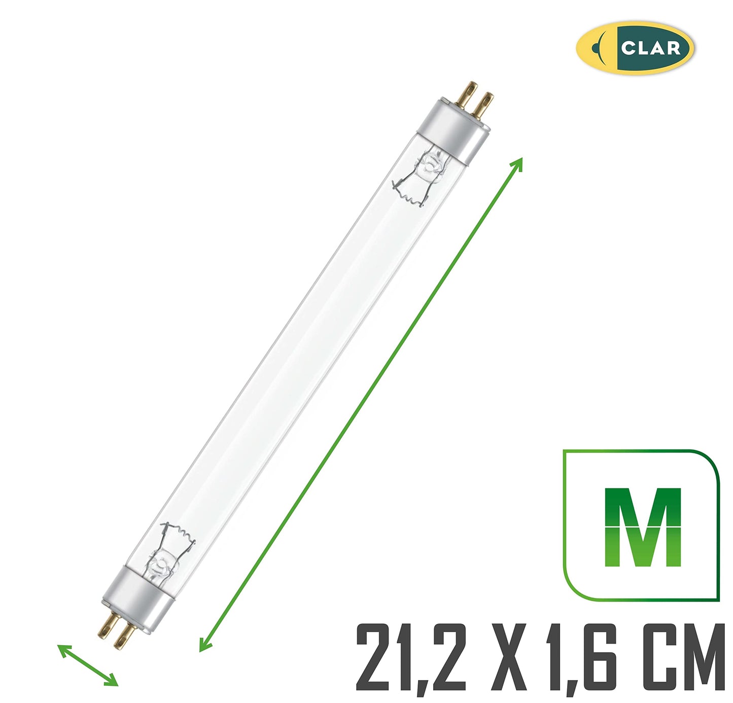 CLAR - Sterilizzatore UV 6W, Lampade Germicide uv-c, UV Germicida, Lampada Uv Acqua, Lampada uvc, Lampada di ricambio, Lampada Sterilizzazione (6 Watts T5, Pack 2)