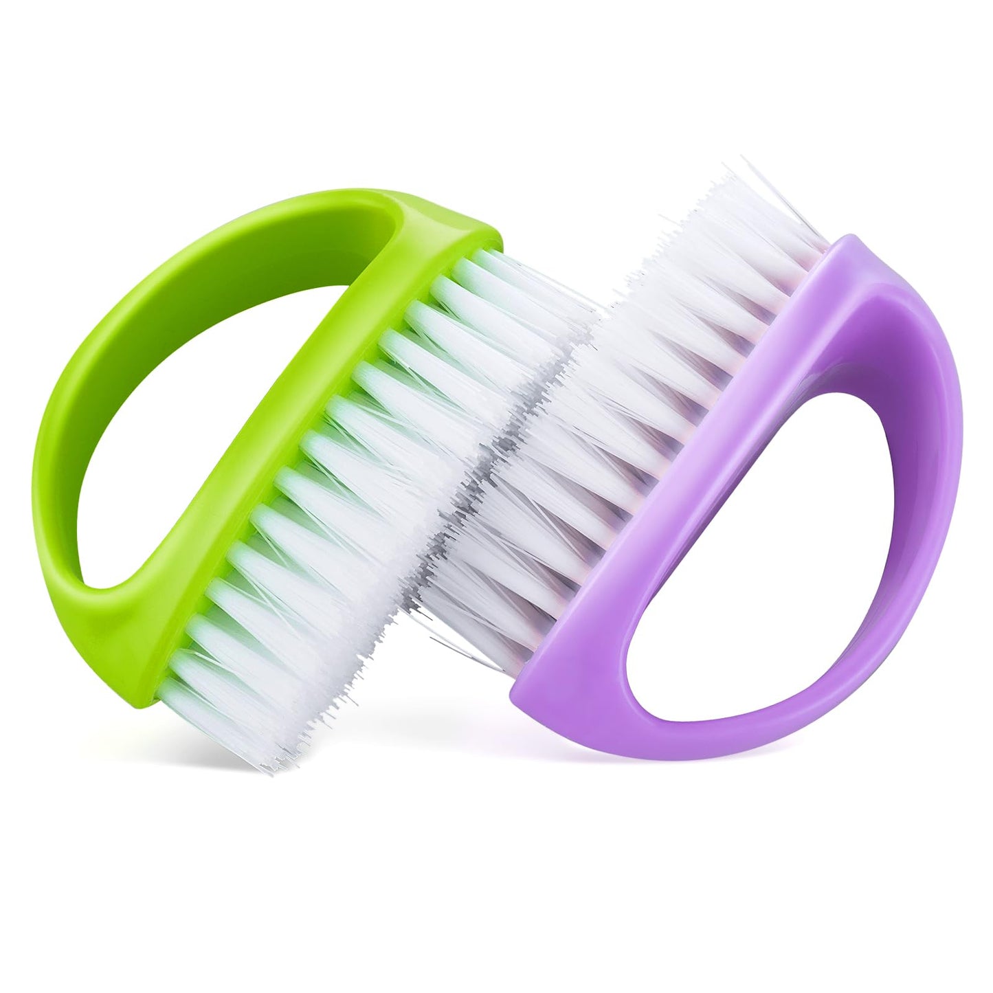 Cobee Confezione da 2 spazzole per unghie per la pulizia delle unghie con setole rigide durevoli, con manico, per la pulizia delle unghie e delle mani degli uomini, per il giardino (verde, viola)