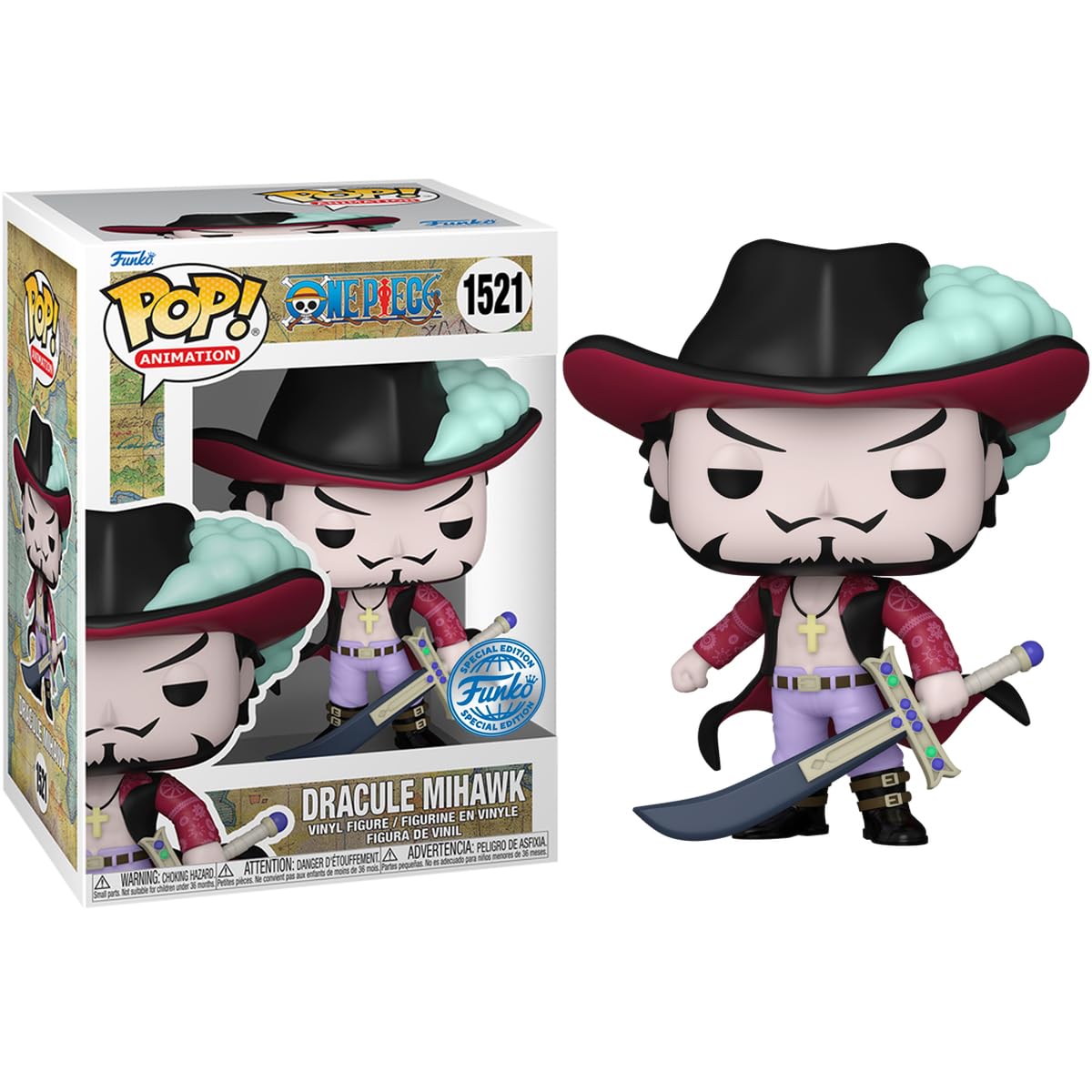 Funko One Piece Dracule Mihawk Esclusiva Pop Vinyl Figure 1521, Standard, 77108